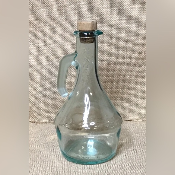 Vintage VE Vetreria Etrusca Green Glass Cruet Mid Century Cottage Core Italy - Picture 3 of 8